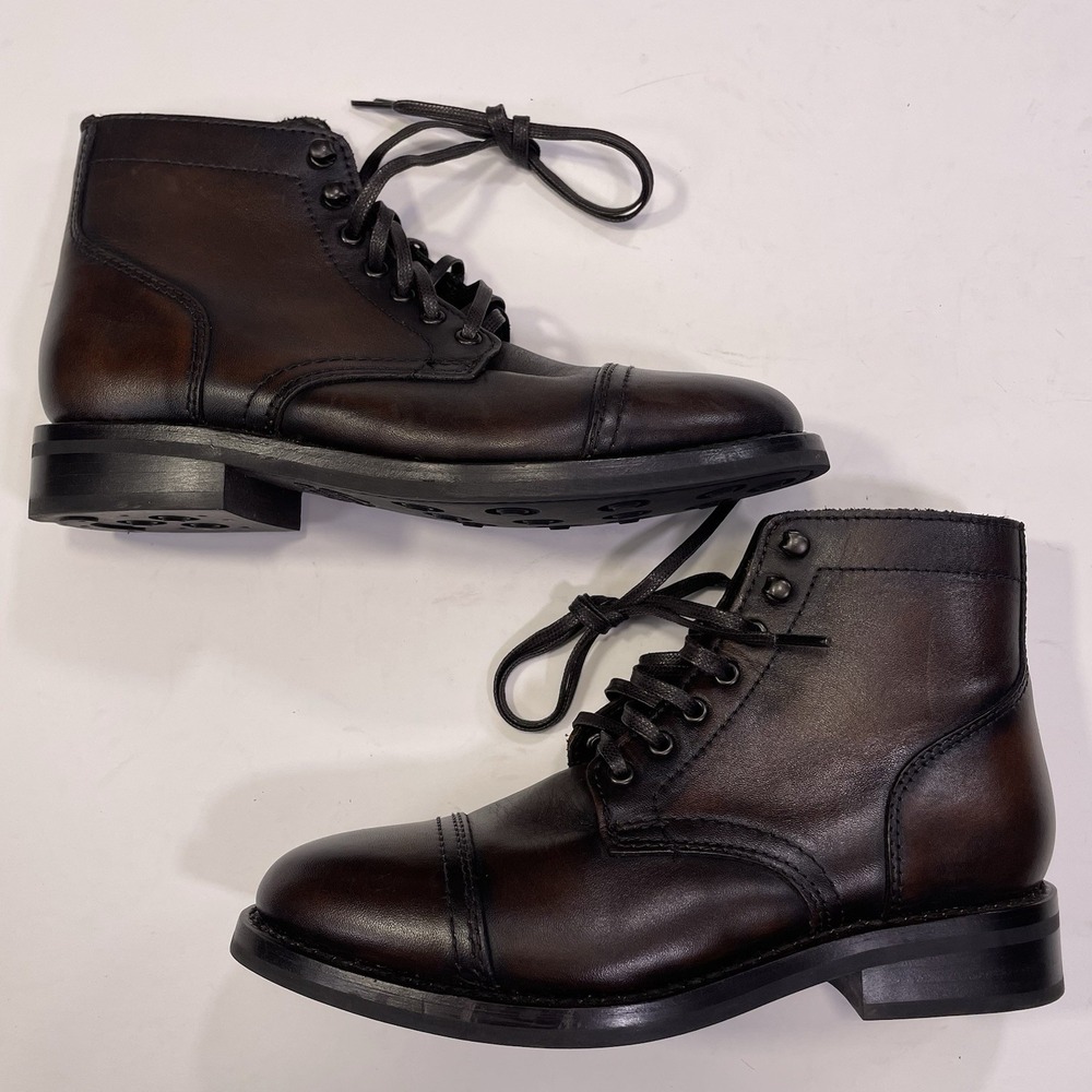 Thursday Boots Womens Captain Black Coffee Brown Leather Lace Up Boots 8.5 EU 38